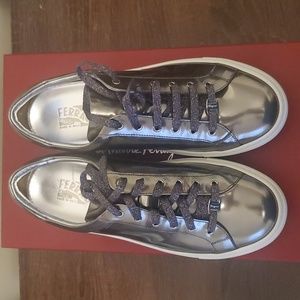 Salvatore Ferragamo Eddy silver sneakers